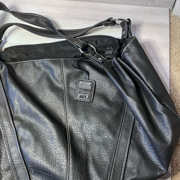 Nine W. large shoulder bag black zip top closure double handles - Picture 6 of 8